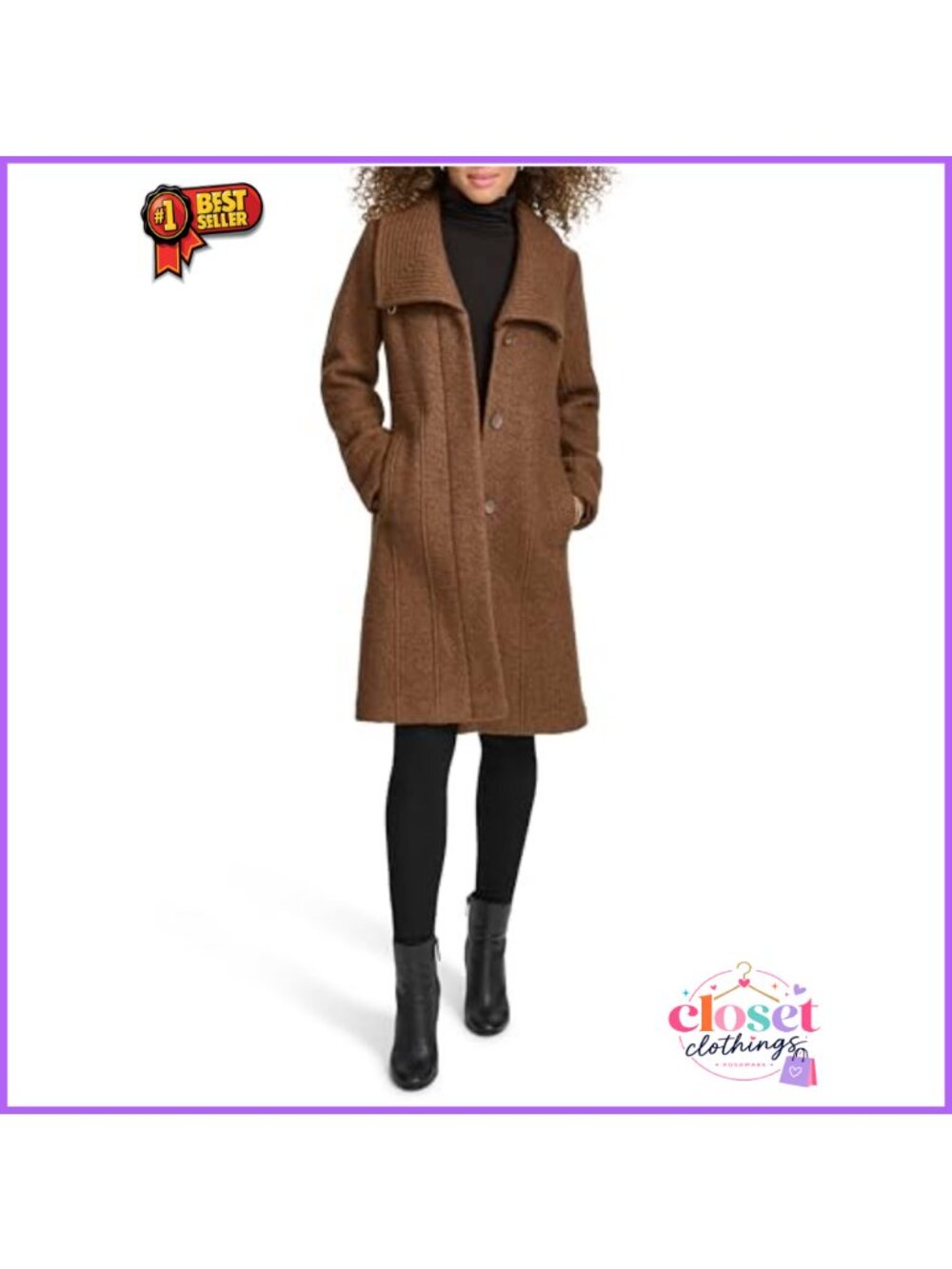 Boucle Wool Coat With Oversized Wing Collar
